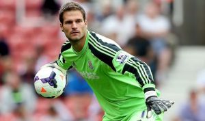 New signing Begovic in action for Stoke.